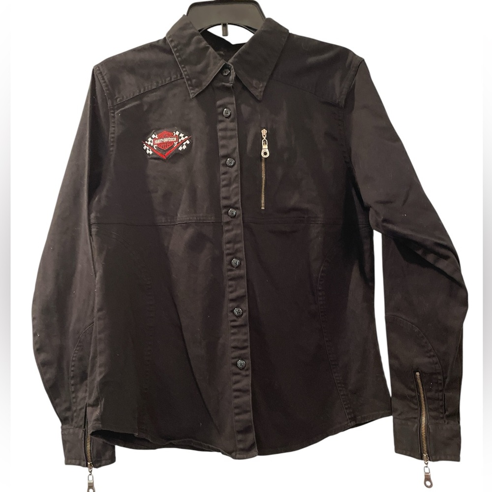 Harley Davidson Women’s Long Sleeve Black Button Down Shirt Size Large